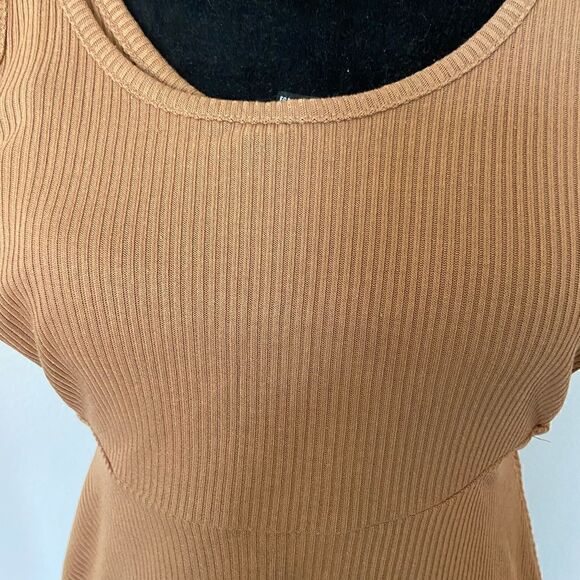 Forever 21 Ribbed Bodycon Dress – Tan / Camel – Size S New without tags - Picture 3 of 5